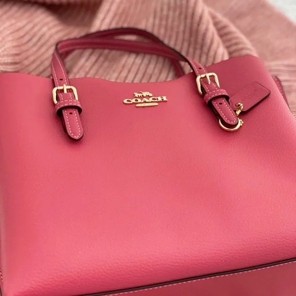 🆕 COACH | Pink Strawberry Haze Mollie Tote 25 Crossbody Shoulder Bag Purse - Picture 7 of 16